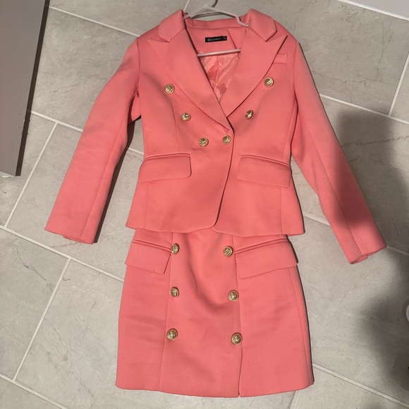 Bella Barnett Jackets & Blazers - Bella Barnett Matching Pink Blazer and Skirt Set